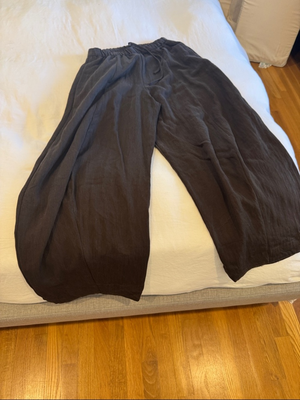 Brown Wide-Leg Drawstring Pants